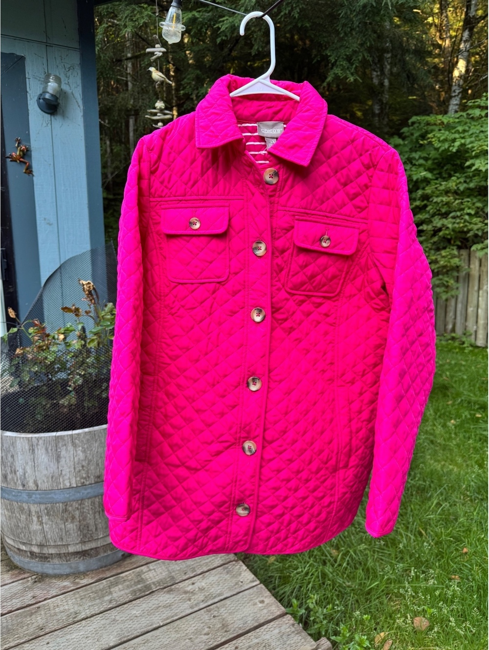 Chico's Women's Quilted Pink Jacket Size 2